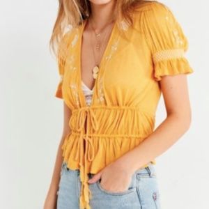 Urban Outfitters Yellow/Orange Tie Front Top